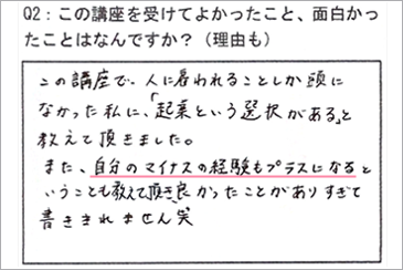 生徒の手書きアンケート1